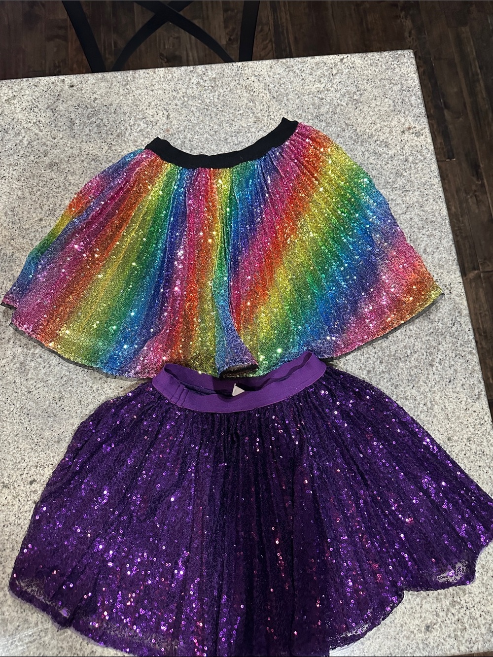 Grace Karin Rainbow Sequin Skirt & Grace Karin Purple Sequin Skirt